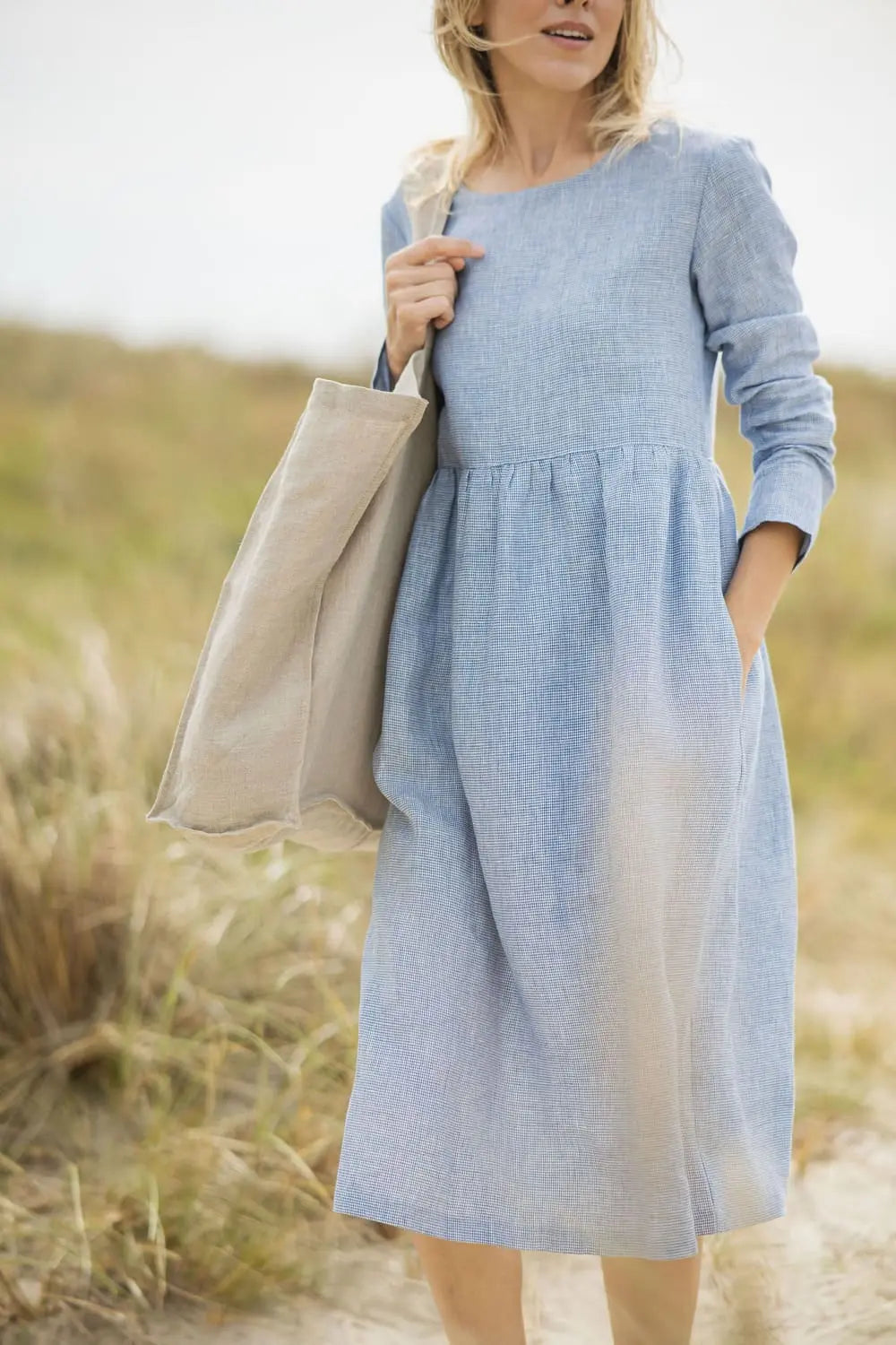 Linen Midi Dress – Relaxed Fit