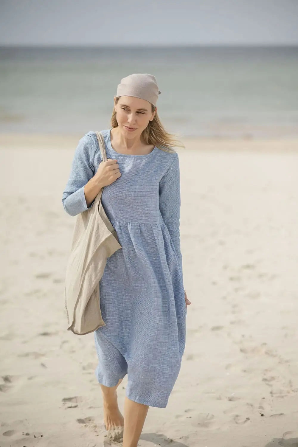 Leinen-Midikleid – legere Passform