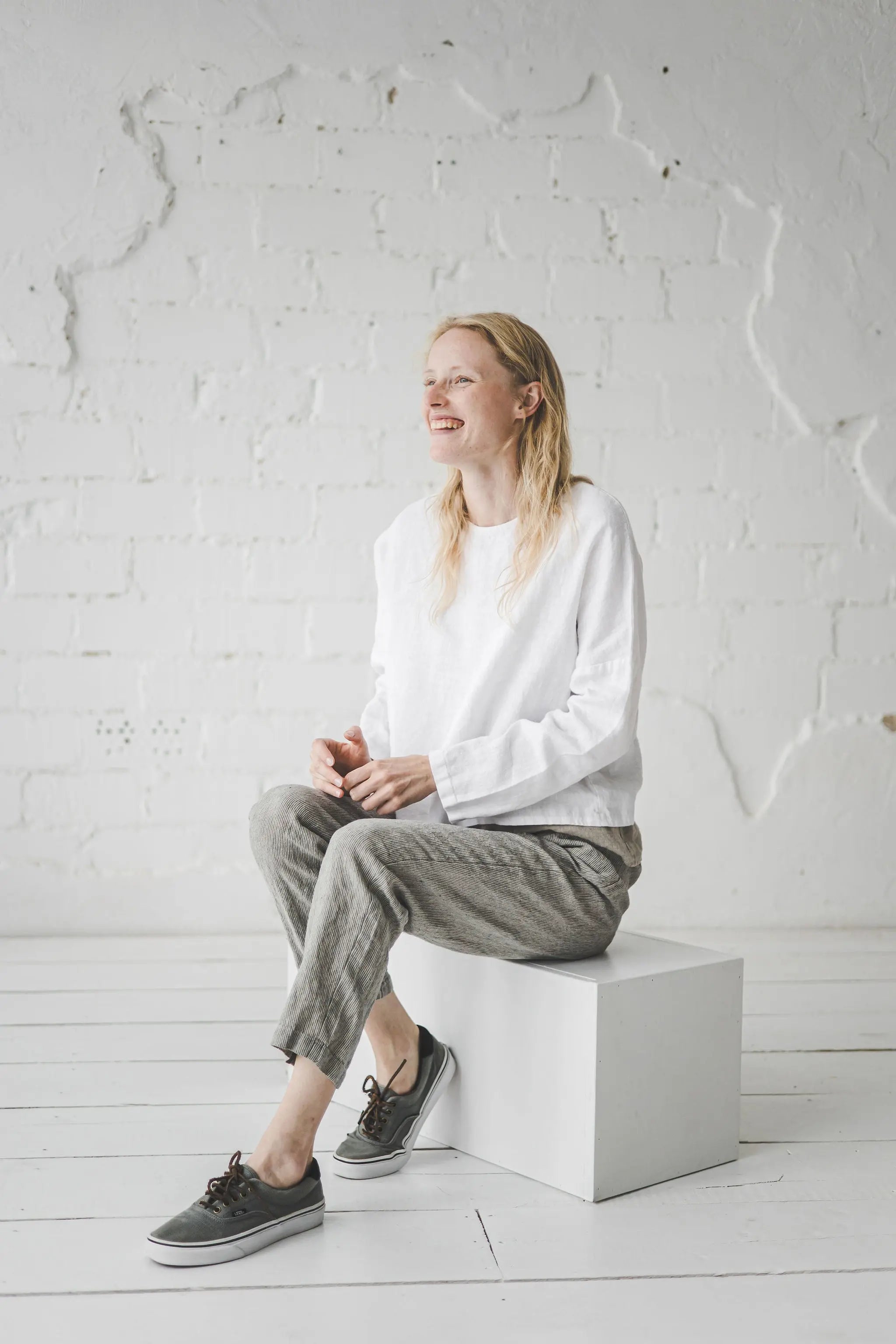 READY TO SHIP Pants with Elastic Waistband - Epic Linen conscious fashion