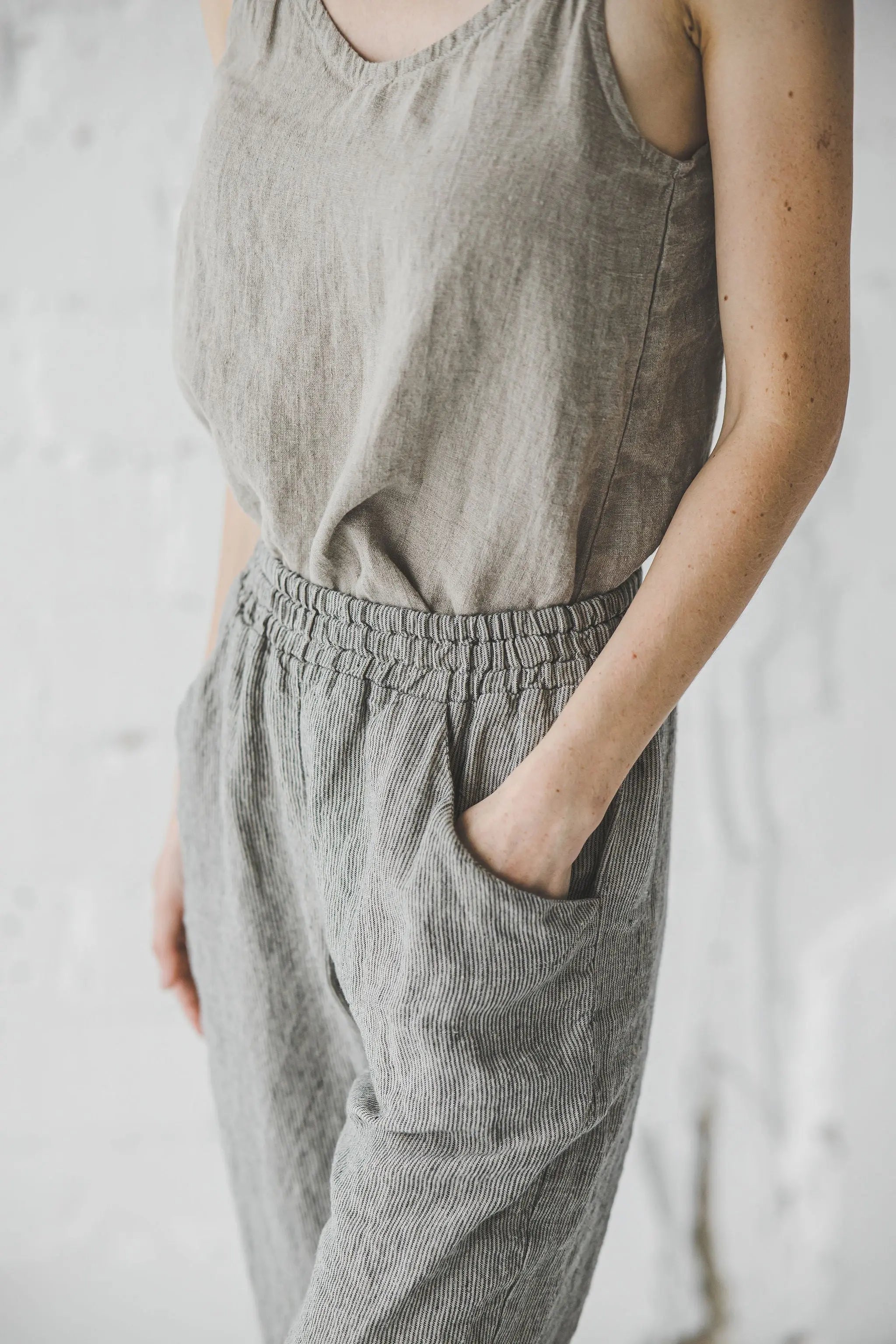 READY TO SHIP Pants with Elastic Waistband - Epic Linen conscious fashion