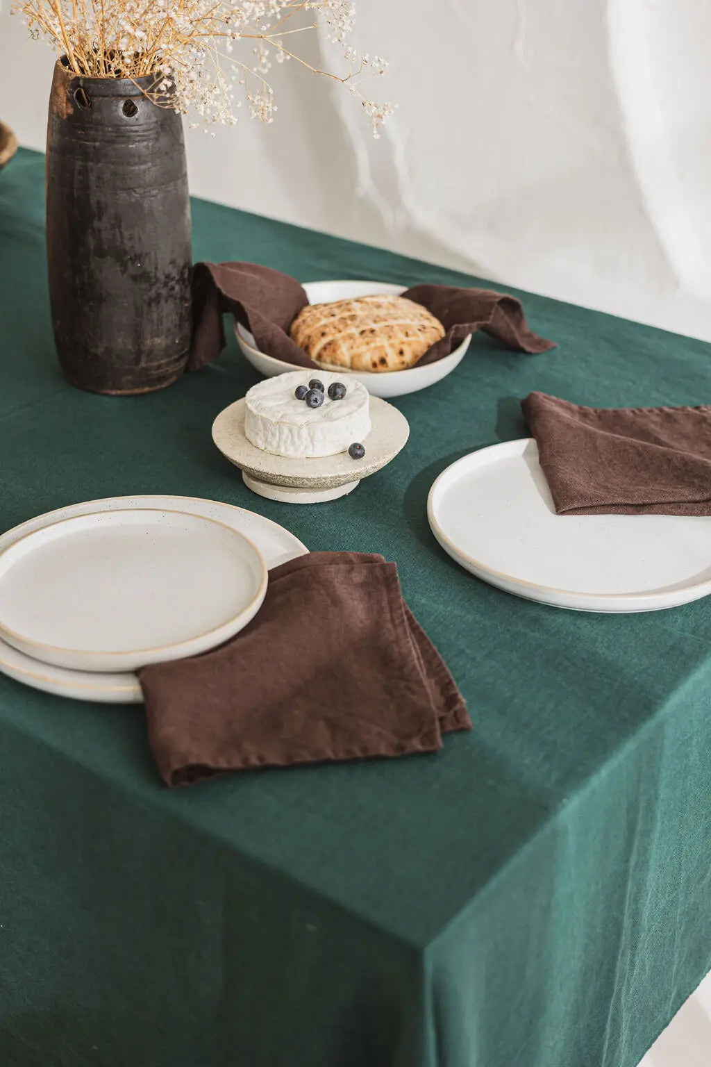 Set of 2 Stonewashed Natural Linen Napkins in Chocolate Brown Epic Linen