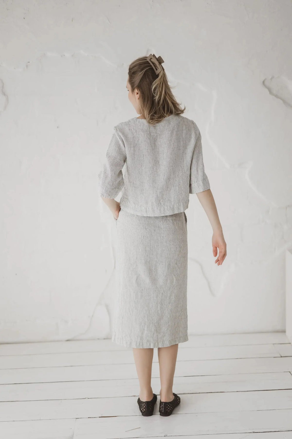 Linen Front-Button Skirt - Stella Epic Linen