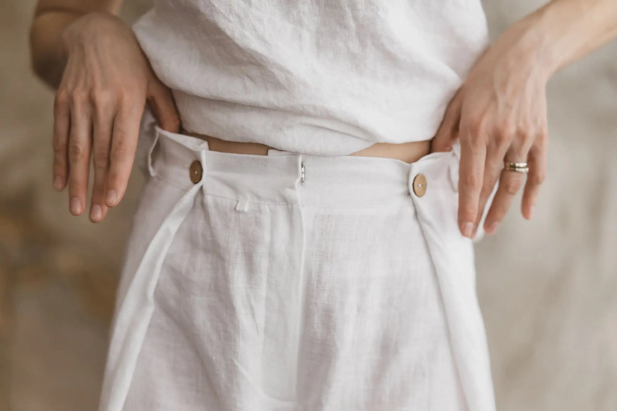 Adjustable Waist Wide-Leg Palazzo Linen Trousers Epic Linen
