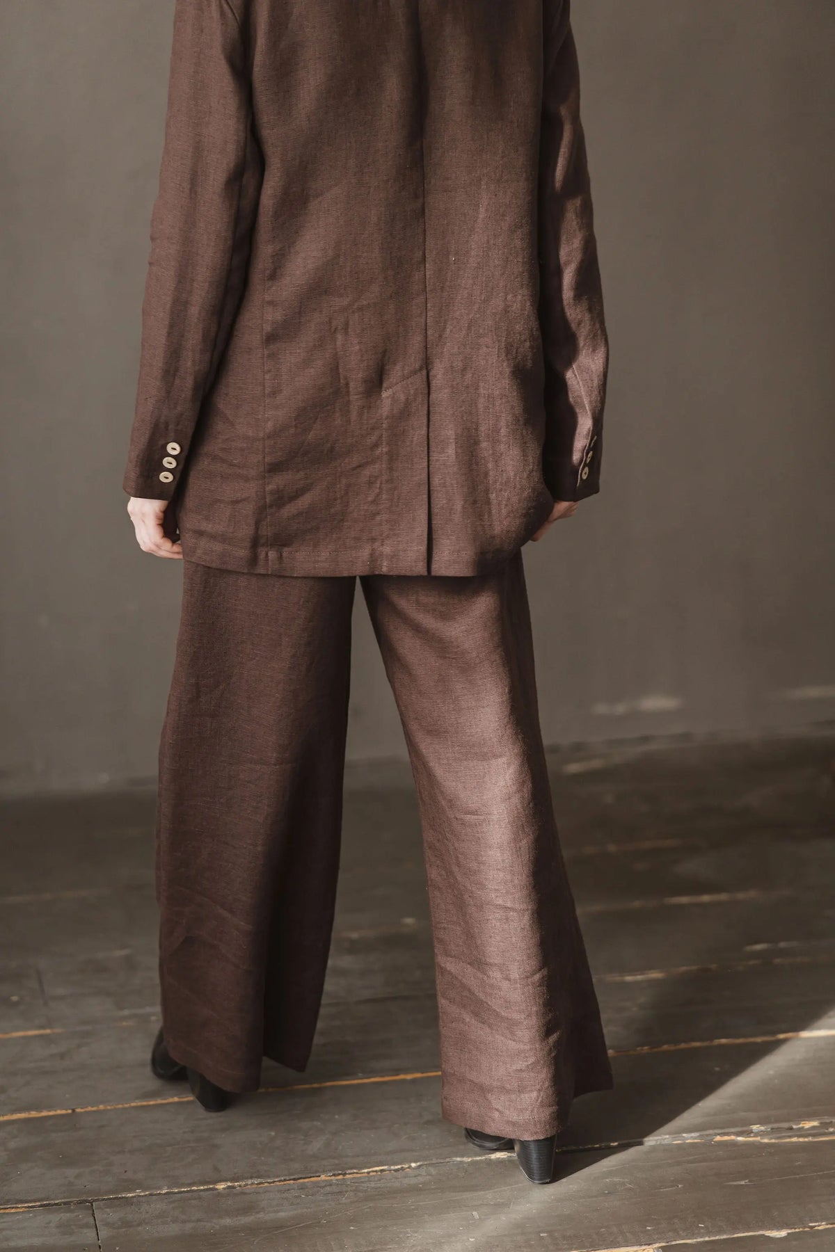 High-Waisted Wide Leg Pleated Suit Linen Trousers Epic Linen