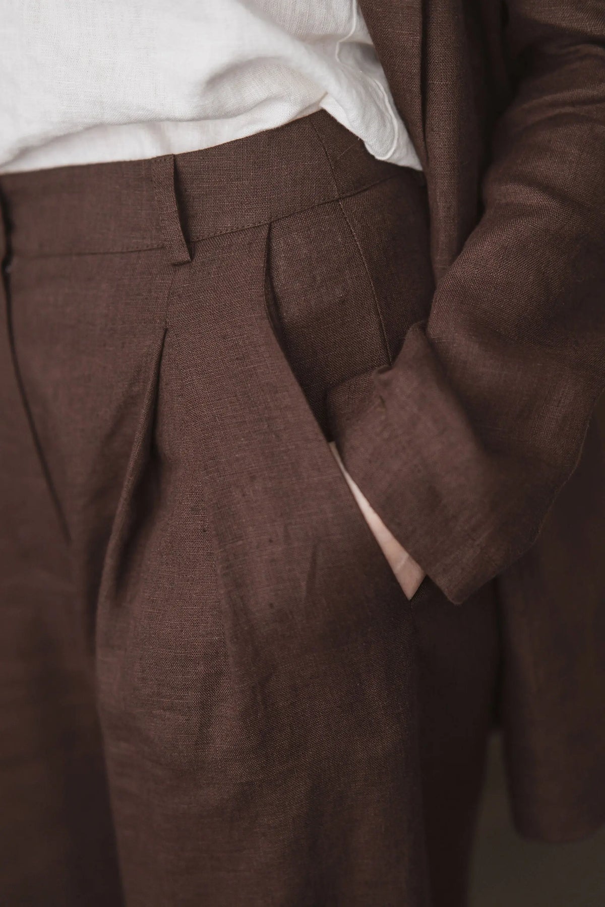 High-Waisted Wide Leg Pleated Suit Linen Trousers Epic Linen