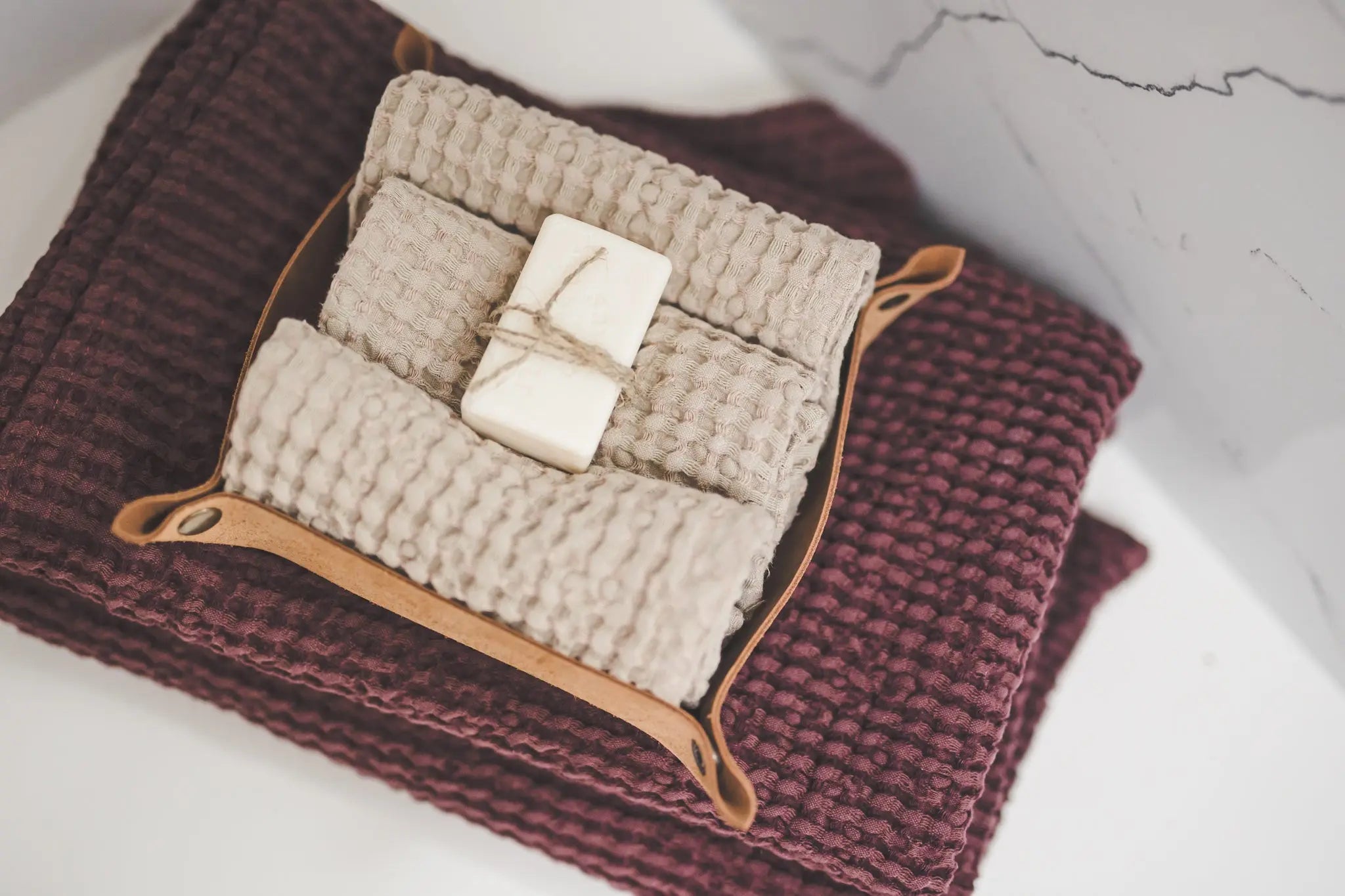Absorbent Linen Face Waffle Towels | Set of 3 Epic Linen