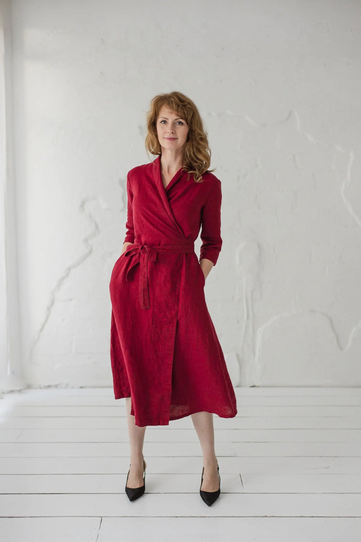 Linen Wrap Dress with Belt Epic Linen