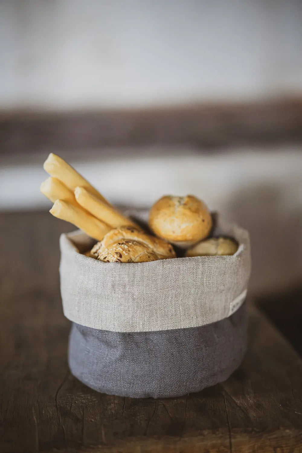 Heavy Linen Kitchen Storage Basket: Mustard Natural Epic Linen