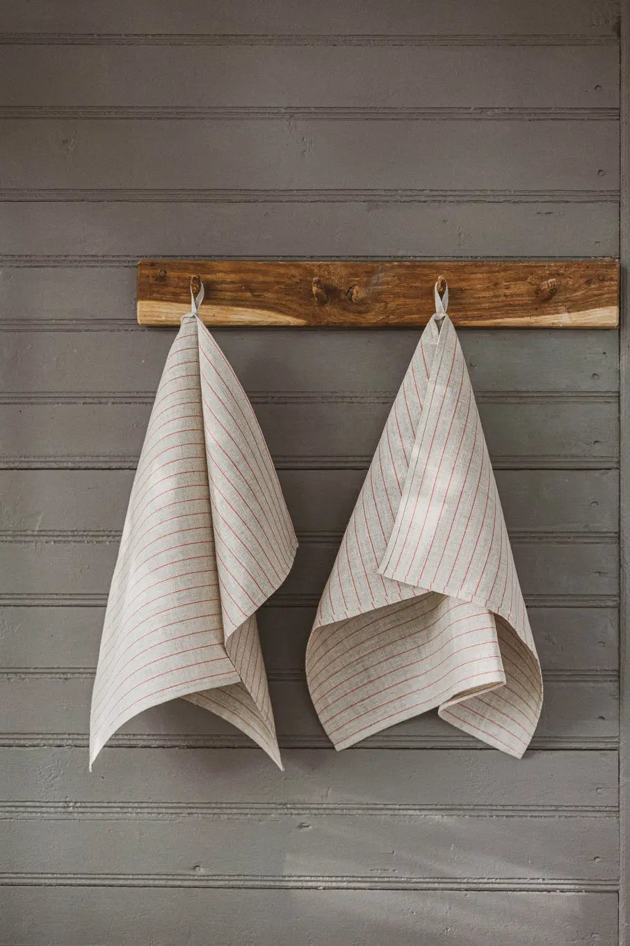 100% Pure Linen Kitchen Tea Towels In Red Stripes x 2 Epic Linen