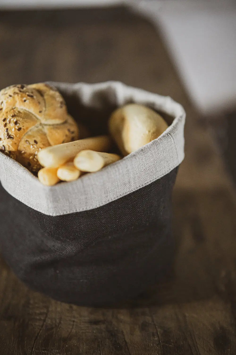 Heavy Linen Kitchen Storage Basket: Mustard Natural Epic Linen