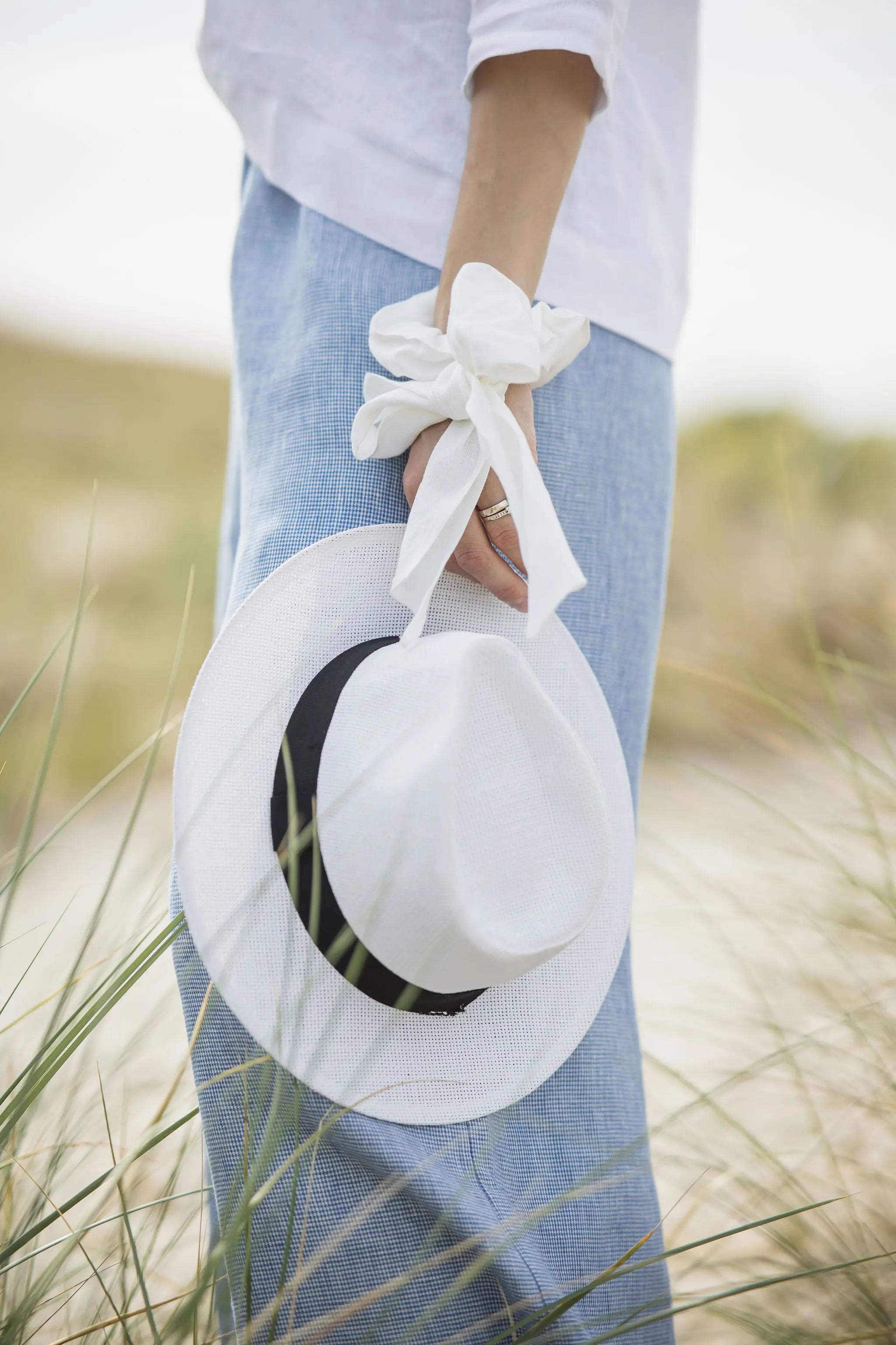 High-Waist-Leinen-Culottes mit Gummibund