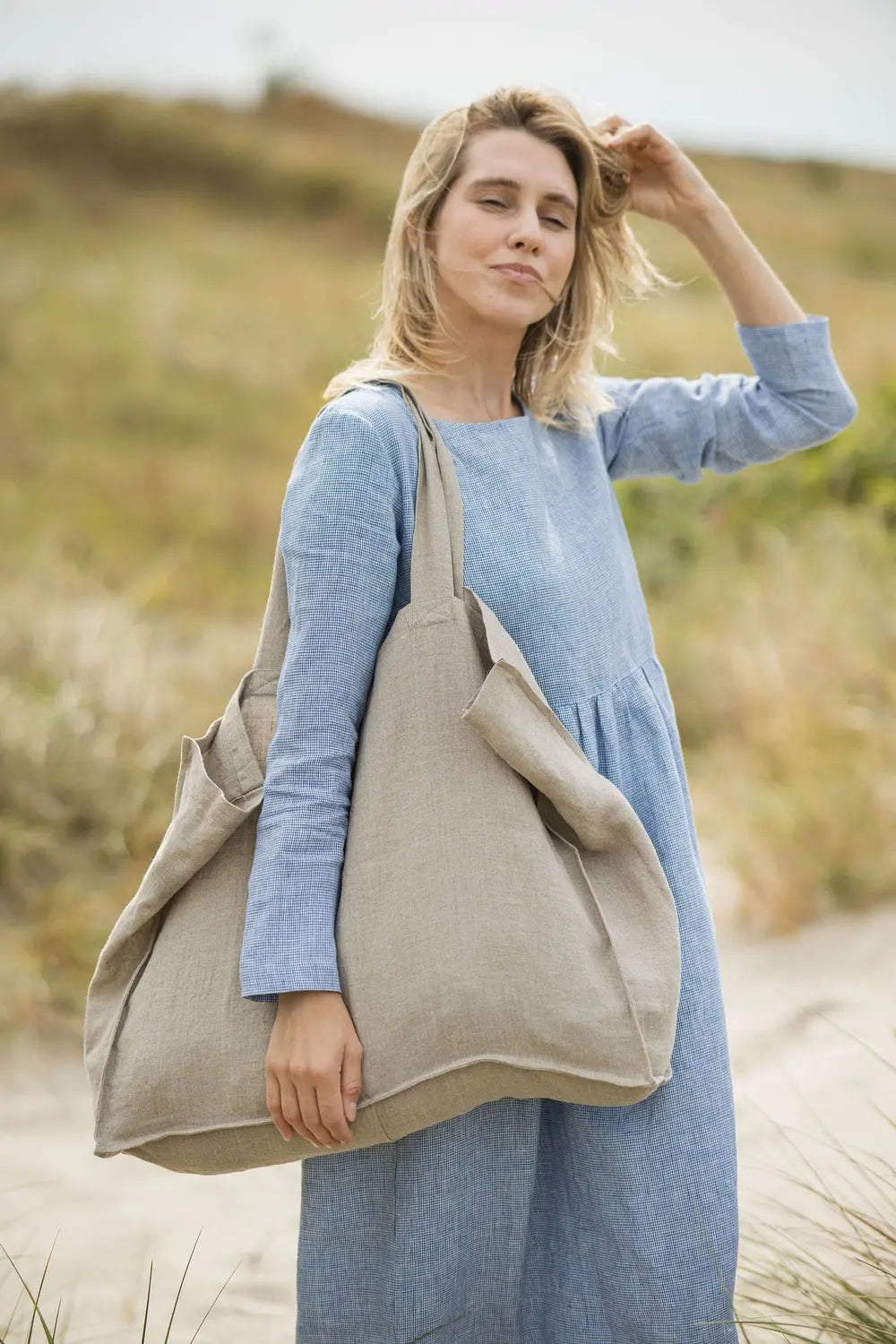 Leichte Leinen-Strandtasche – Weiche Tragetasche