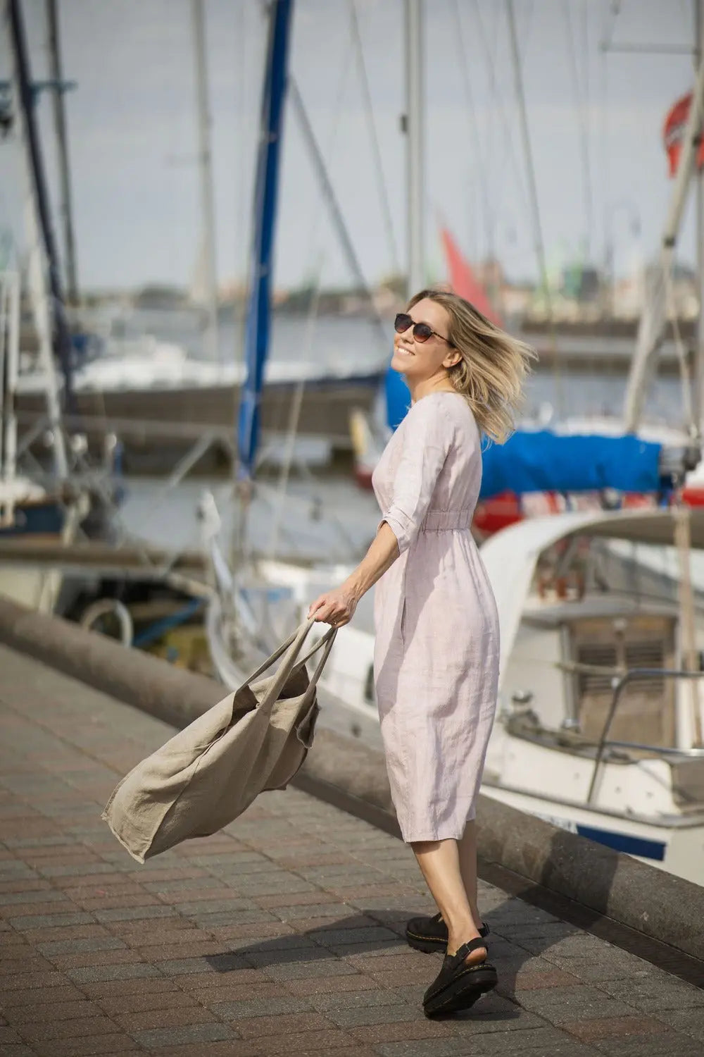 Leichte Leinen-Strandtasche – Weiche Tragetasche