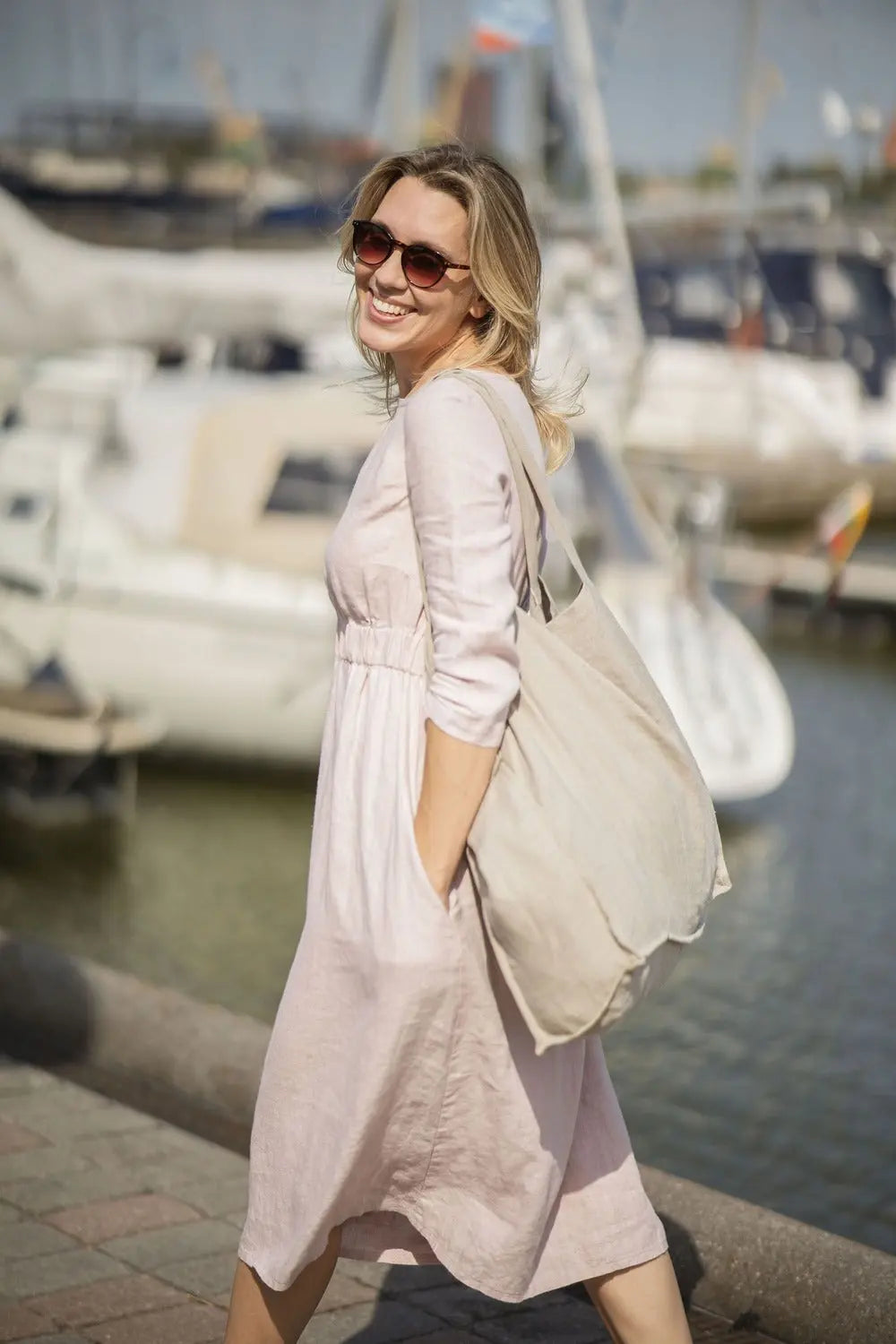 Leichte Leinen-Strandtasche – Weiche Tragetasche