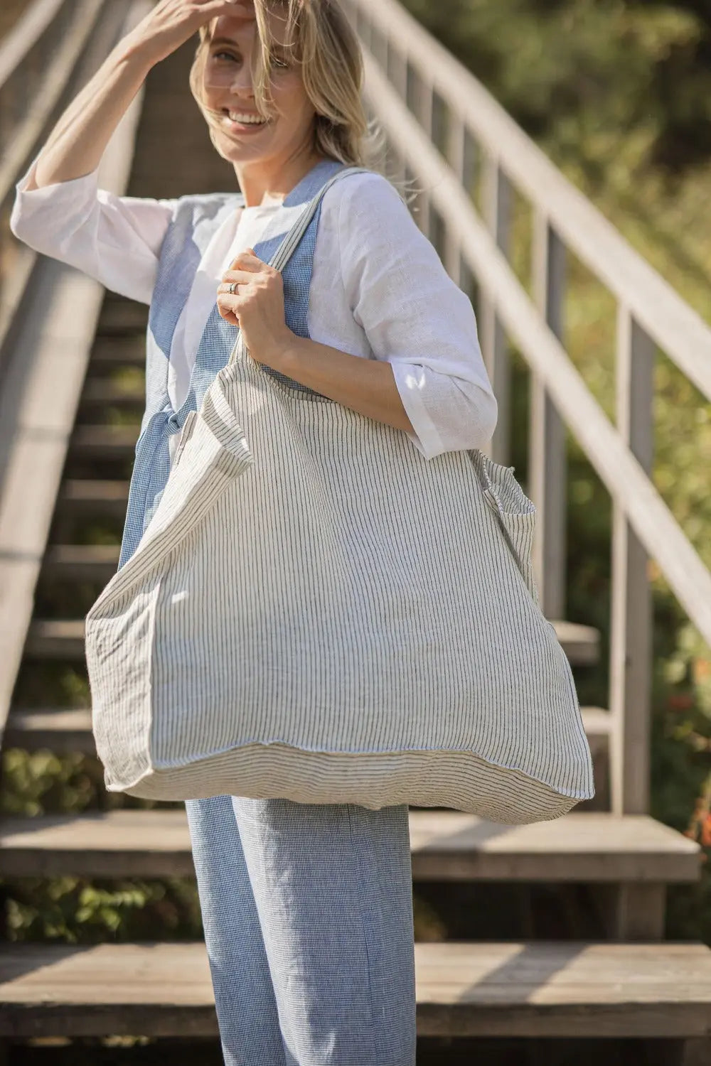 Strandtasche aus reinem Leinen
