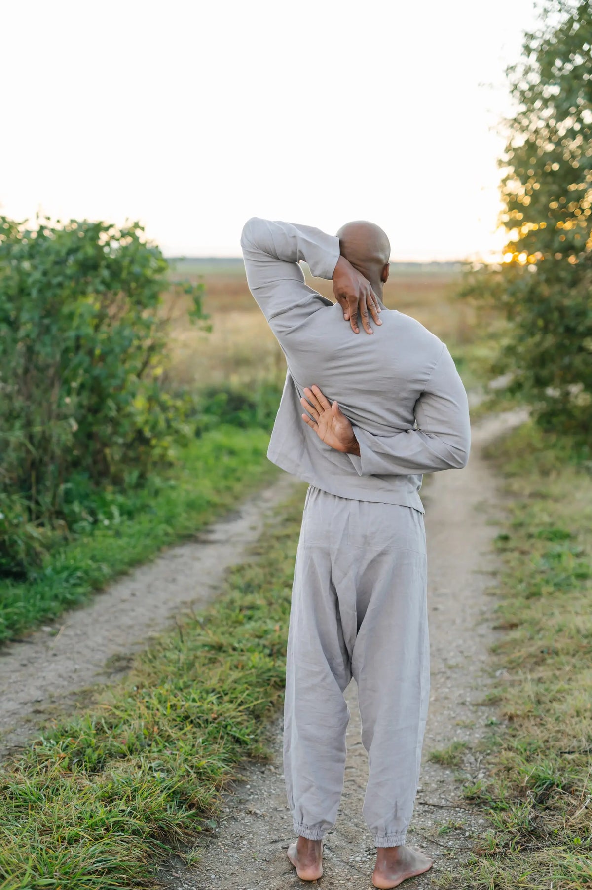 Leinen-Yogahose – Pumphose mit Kordelzug in der Taille