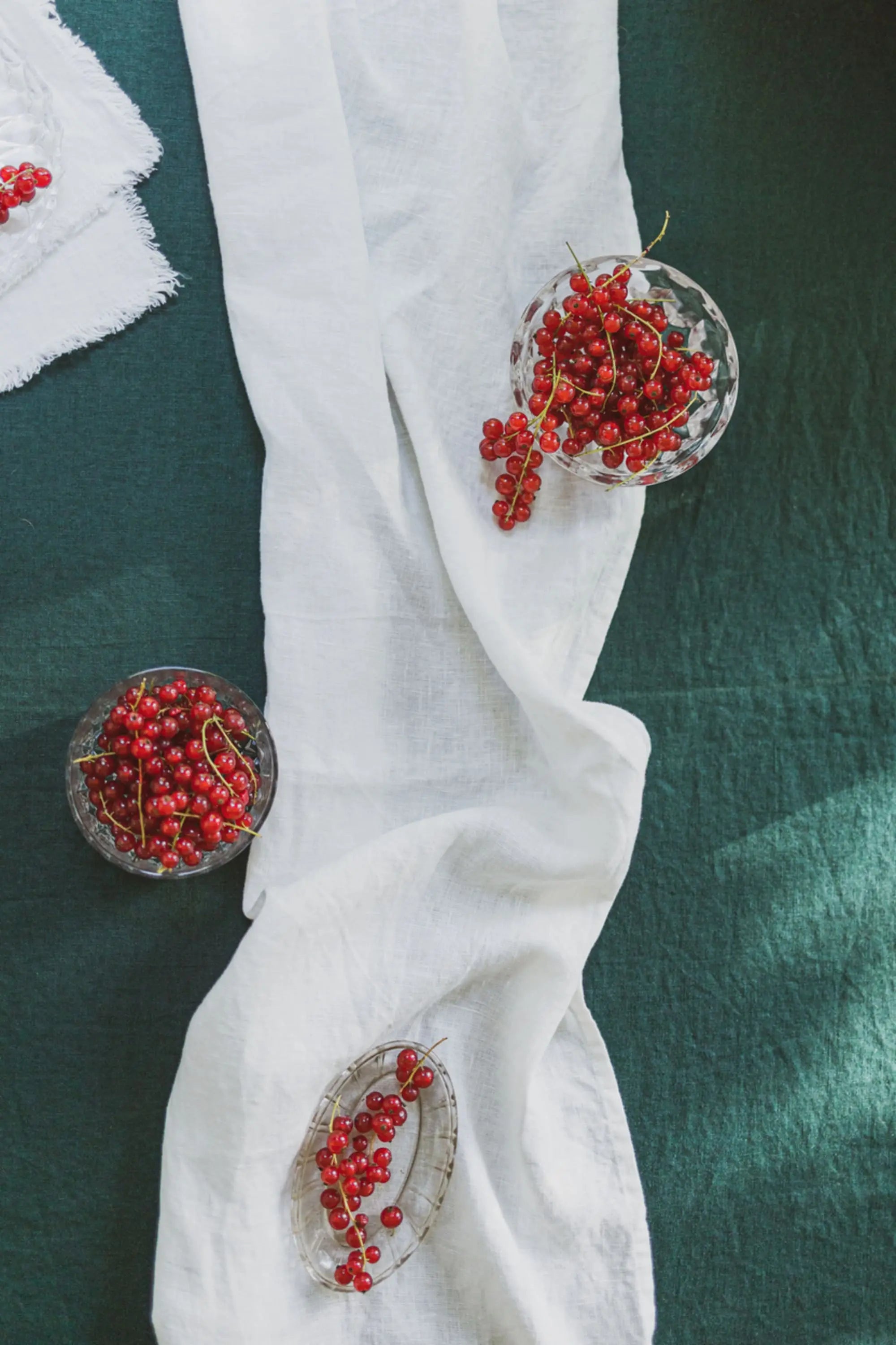 Natural Stonewashed Dark Green Linen Tablecloth