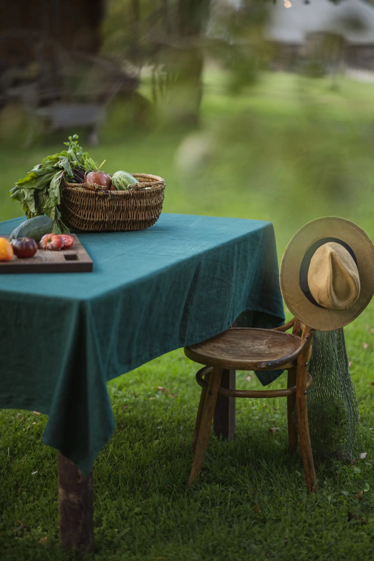 Natural Stonewashed Dark Green Linen Tablecloth Epic Linen