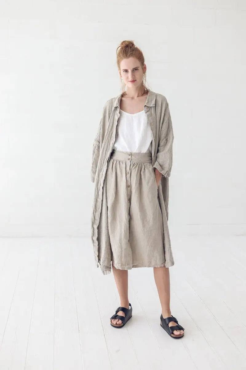 Oversized Linen Jacket with Buttons 3/4 Sleeves - Epic Linen luxury linen