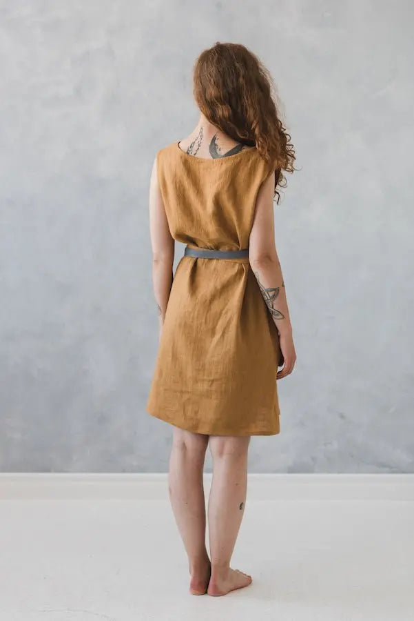 Linen Dress with Tie Belts - Epic Linen luxury linen