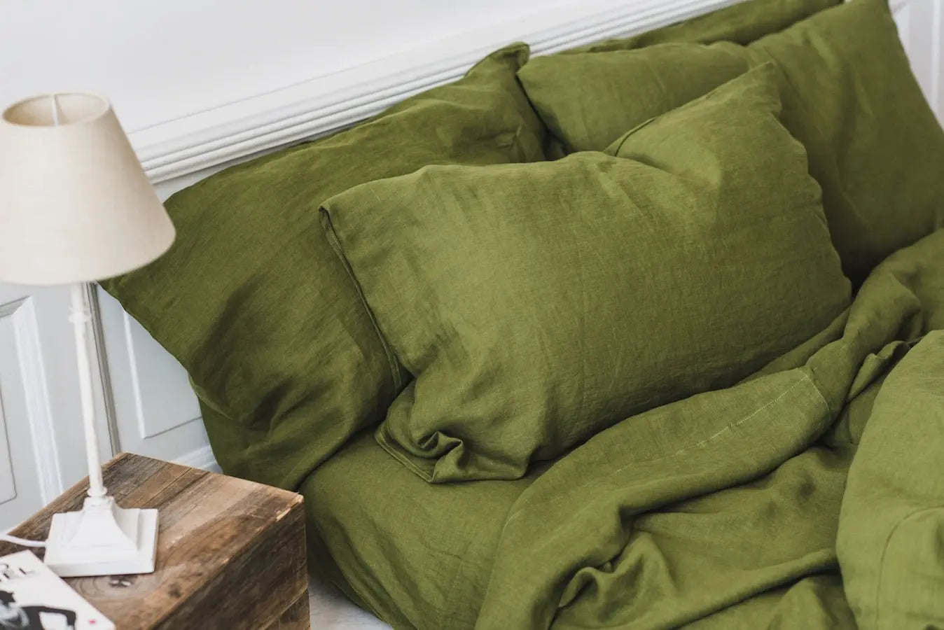 Linen Fitted Sheet Green Moss - Epic Linen luxury linen