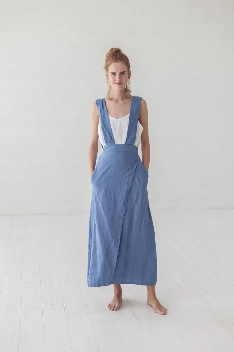 Maxi Linen Skirt with Straps - Epic Linen luxury linen