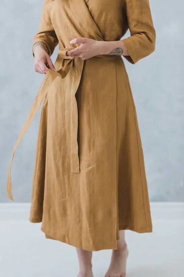 Maxi Linen Wrap Dress - Epic Linen luxury linen
