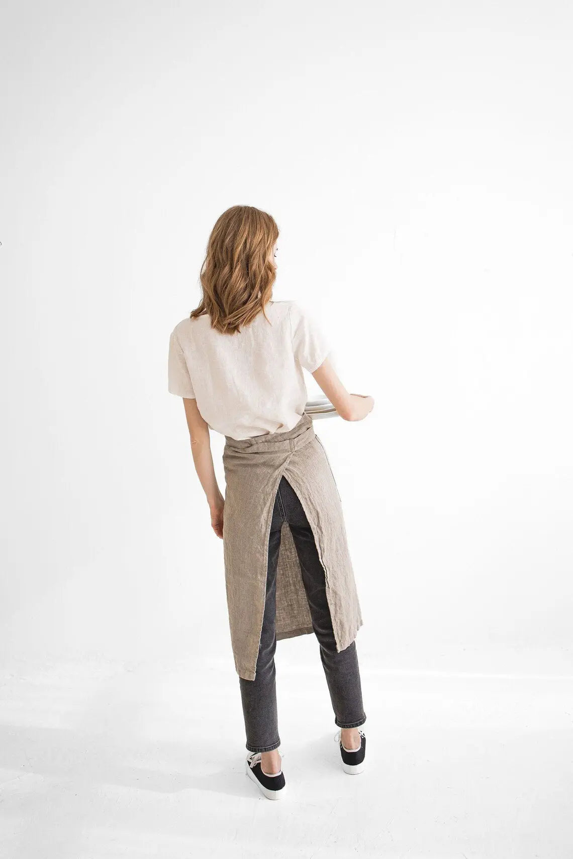 READY TO SHIP Long Linen Apron - Epic Linen luxury linen