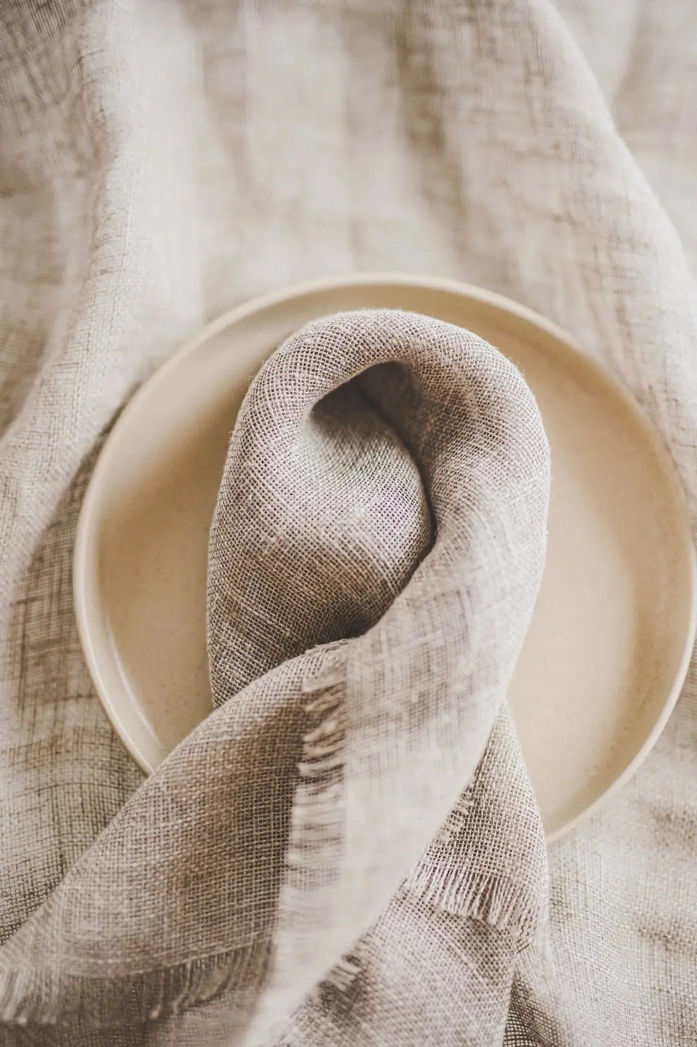 Set of 2 Gauze Linen Raw Edge Napkins In Beige Natural Flax Color - Epic Linen luxury linen