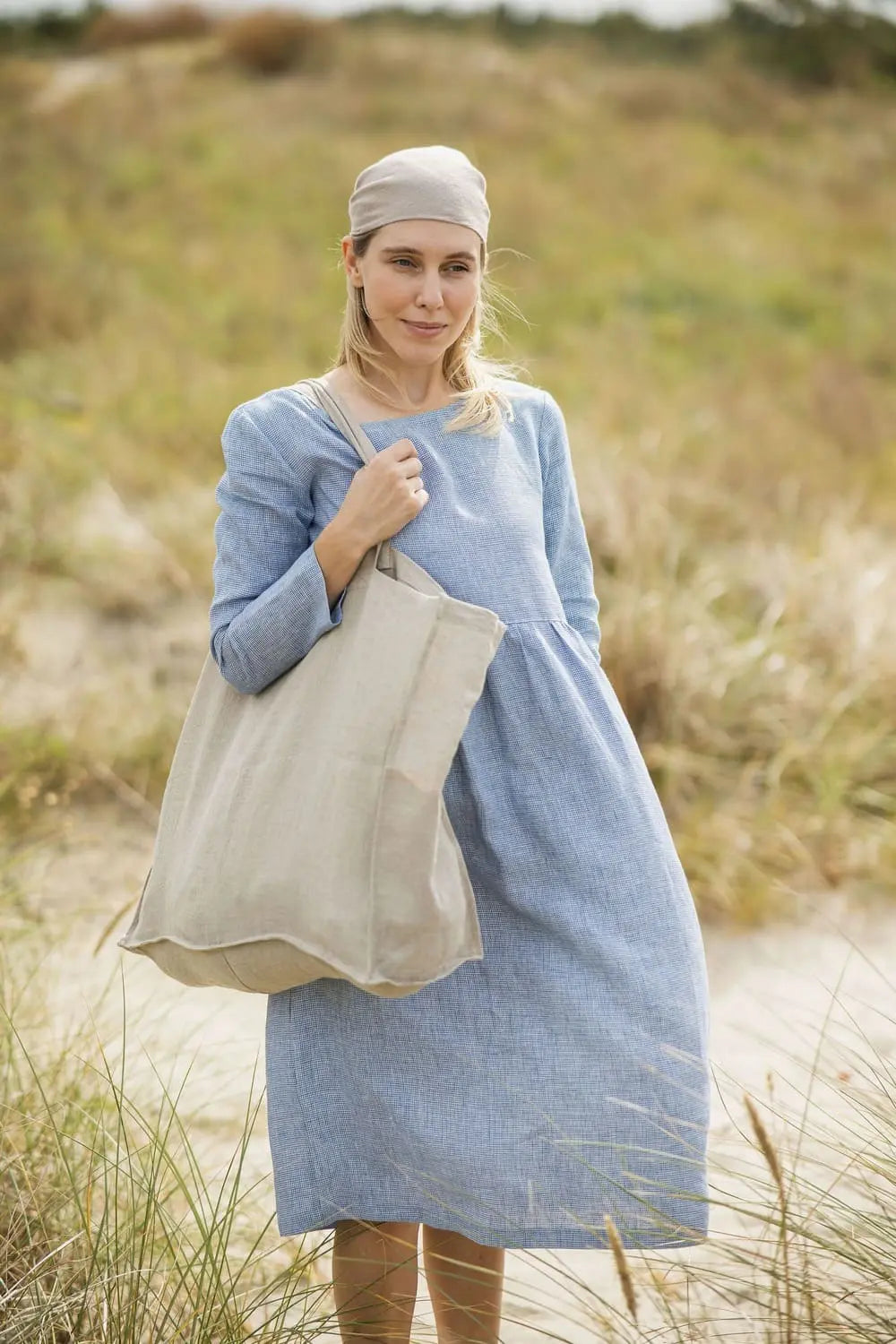 Leinen-Midikleid – legere Passform