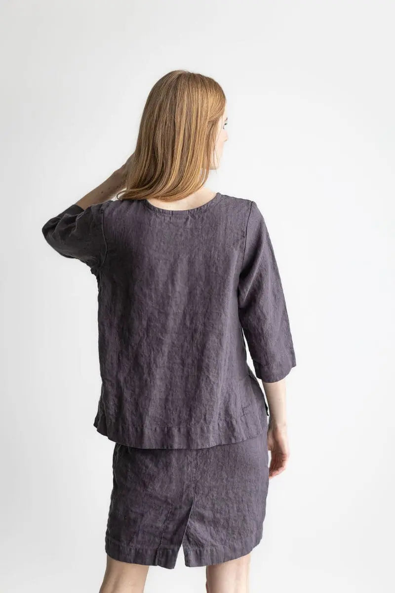Linen Mini Back Split Skirt Epic Linen