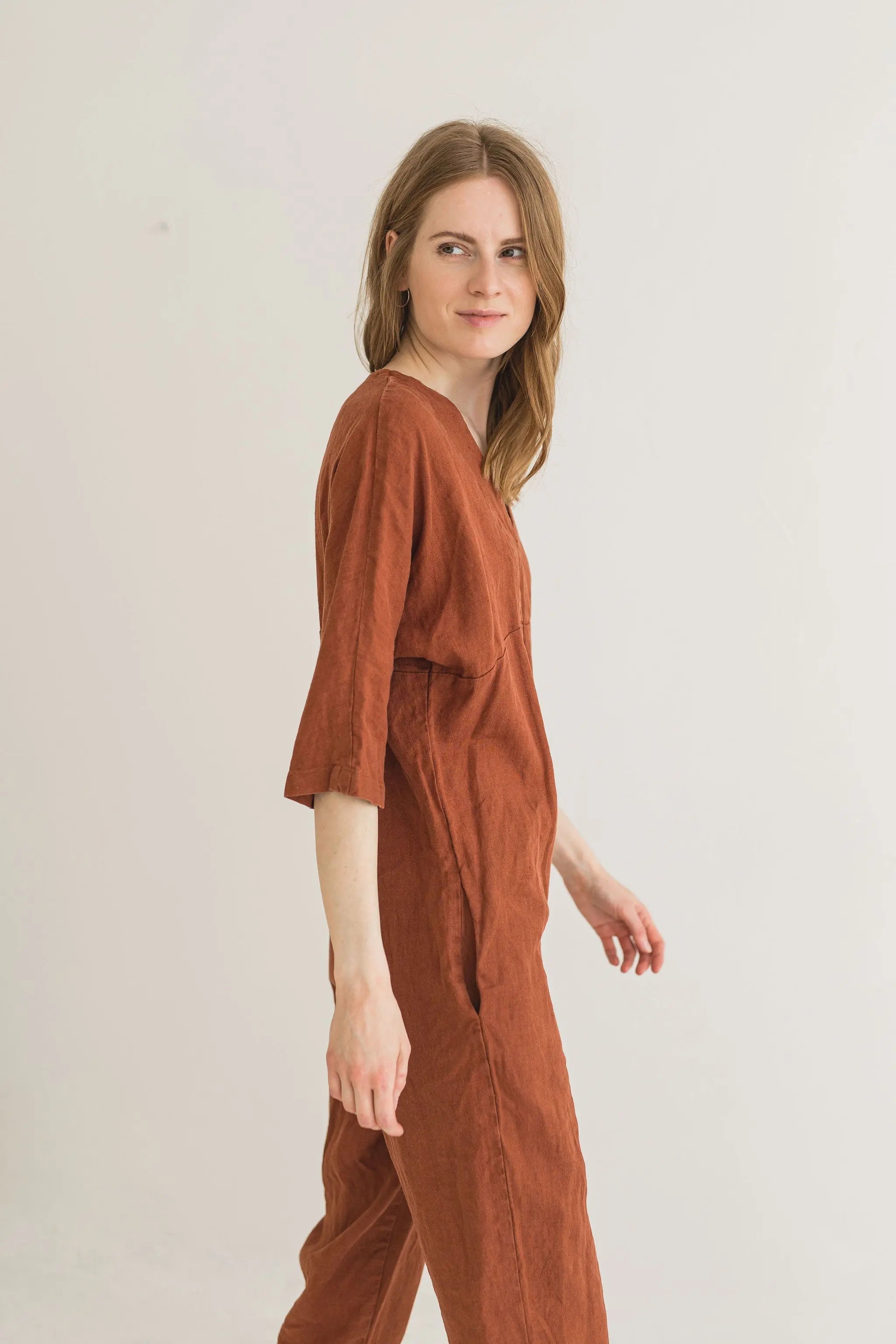 Linen Jumpsuit with Kimono Style Sleeves, Overall for women Epic Linen