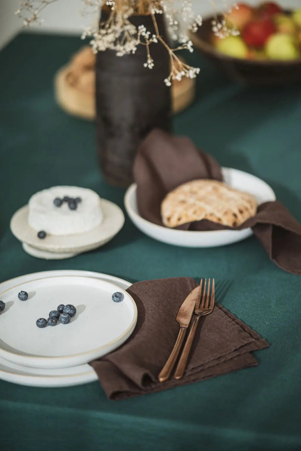 Natural Soft Dark Green Linen Tablecloth Epic Linen