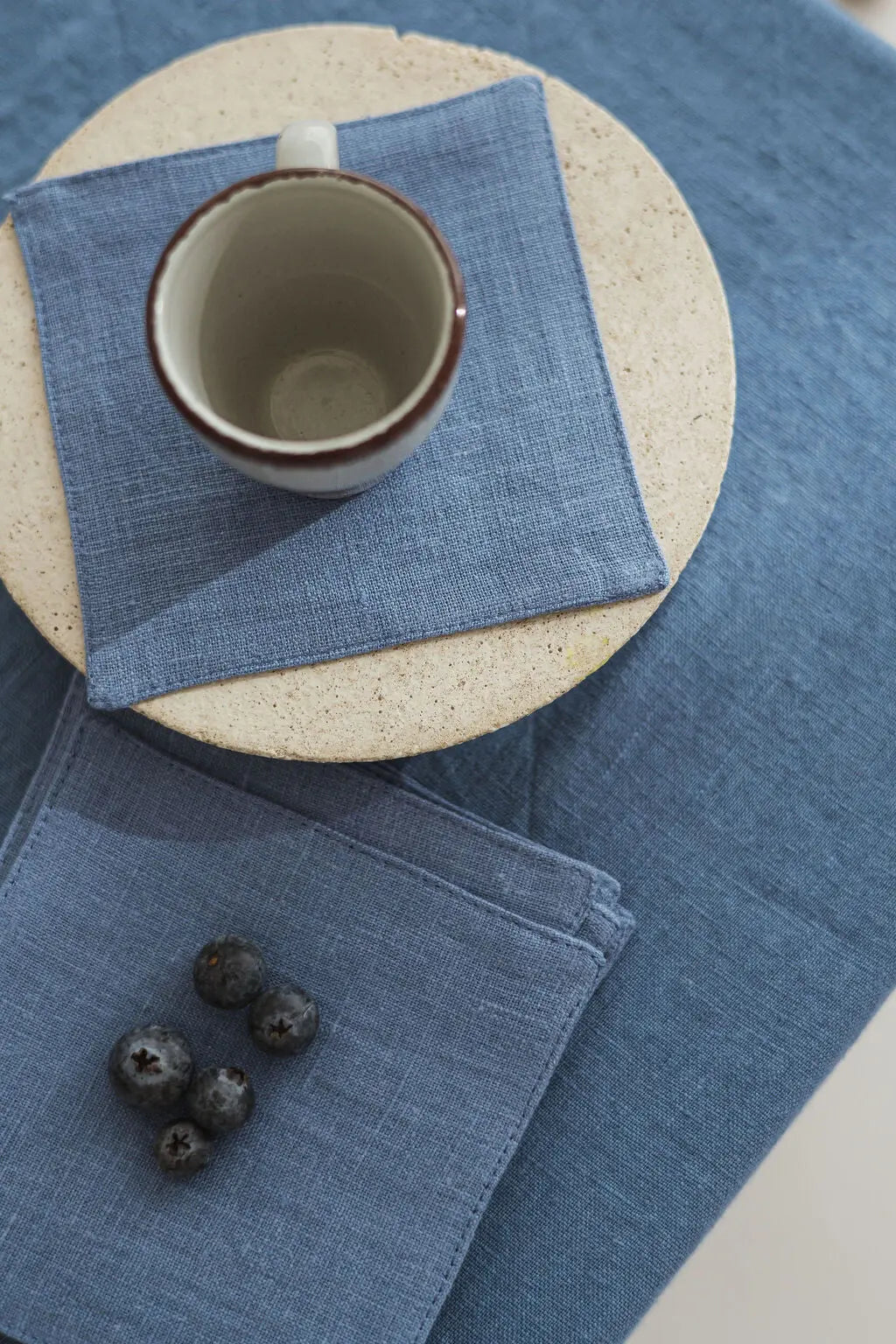 Natural Stonewashed Dusk Blue Linen Tablecloth Epic Linen