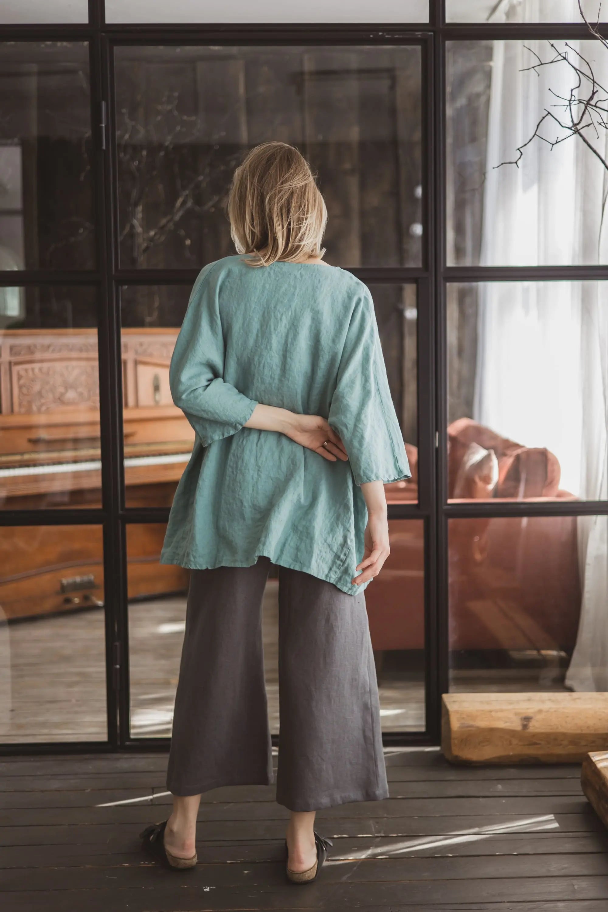 Heavyweight Wide Leg Linen Pants