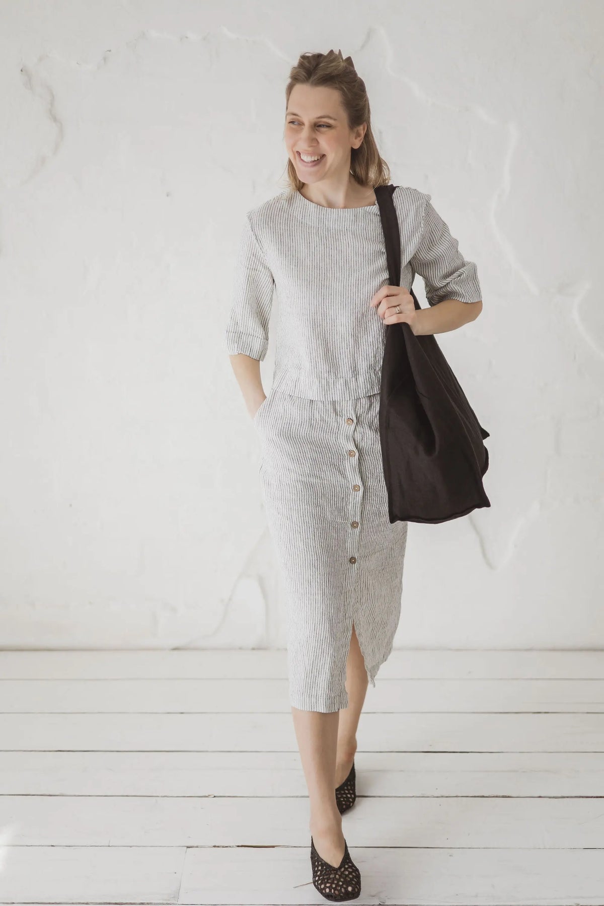 Linen Boxy Crop Top - Chloe