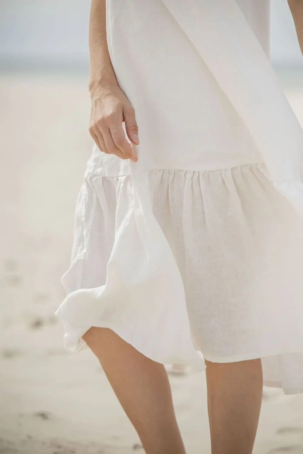 Ärmelloses Leinen-Midikleid