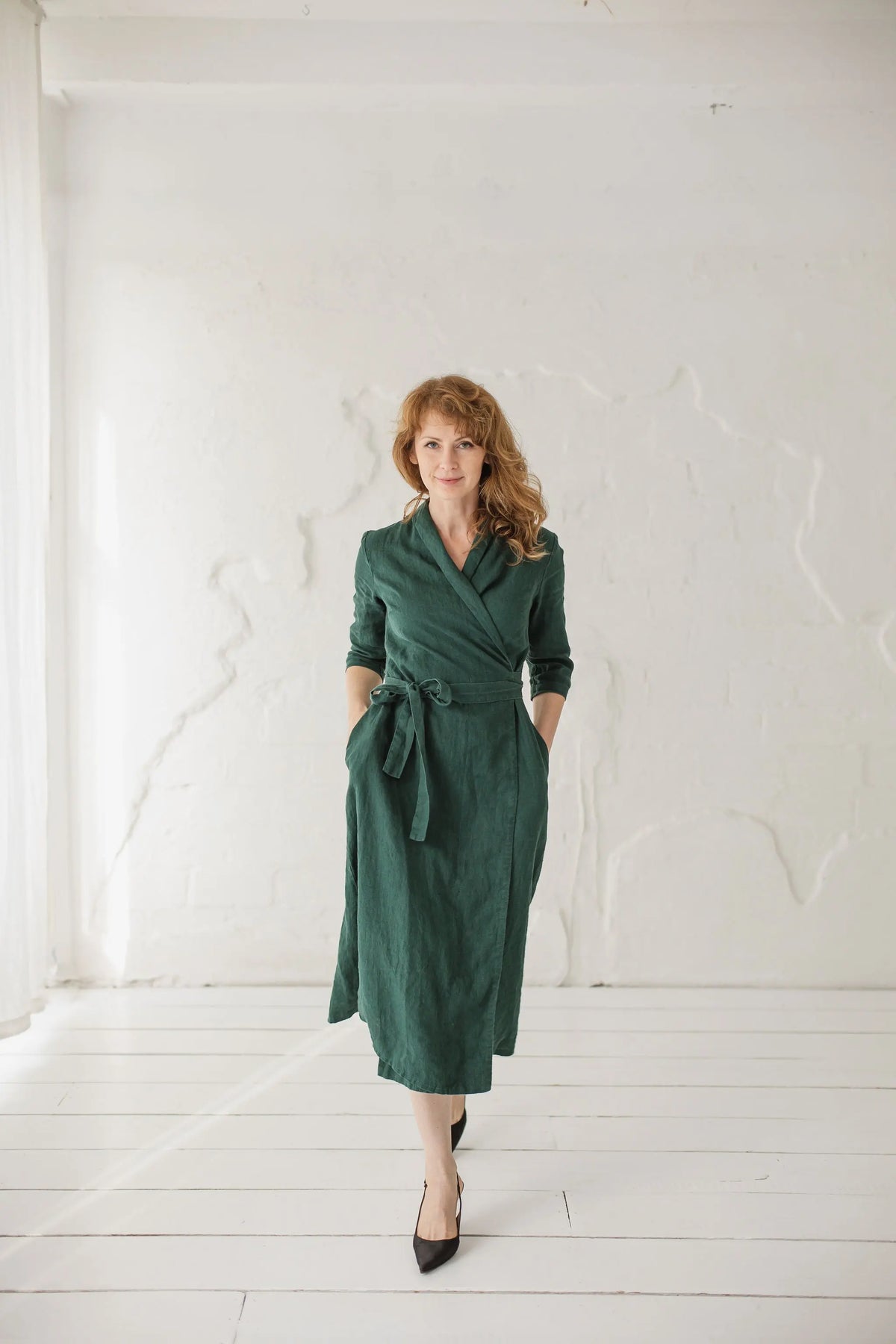 Linen Wrap Dress with Belt Epic Linen