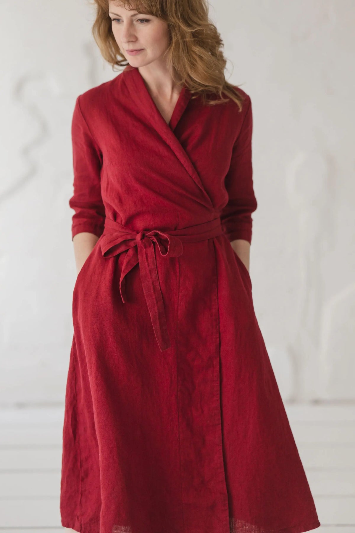Linen Wrap Dress with Belt Epic Linen