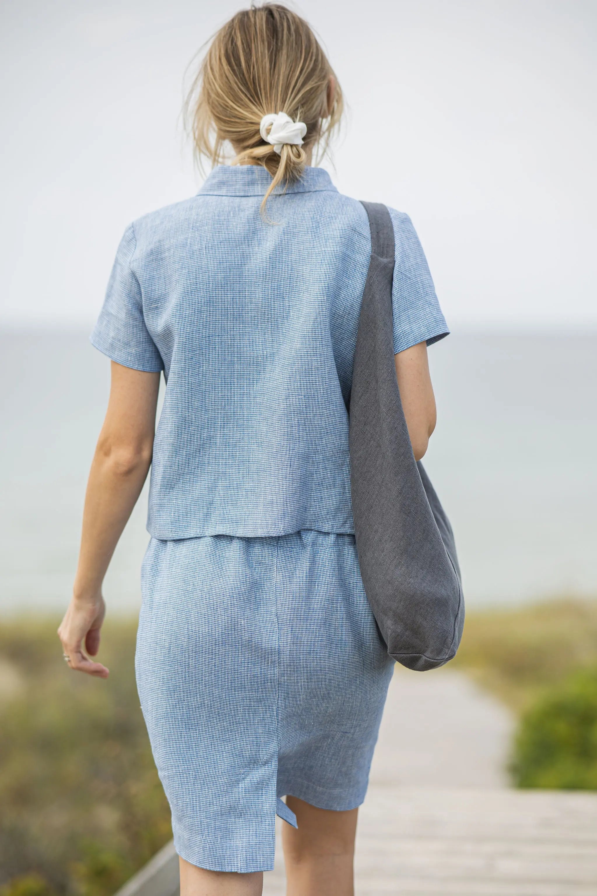 Linen Mini Back Split Skirt