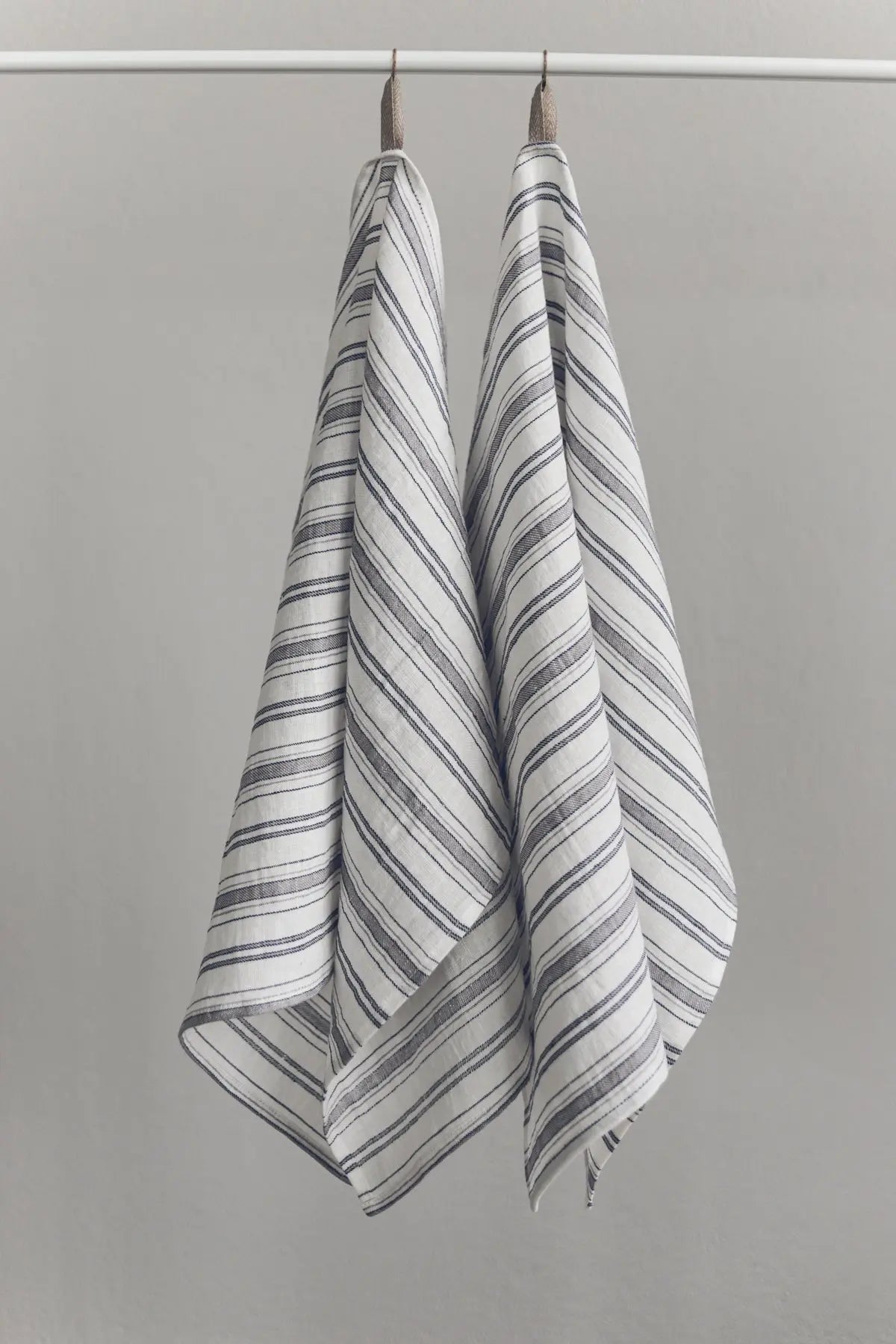 100 % Pure Linen Kitchen Tea Towels In Blue Grey Stripes x 2 Epic Linen