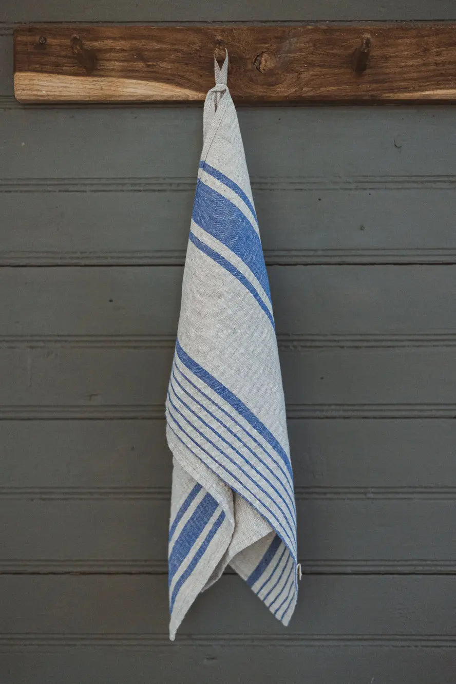 Linen Kitchen Towels – Set of 2 Tea Towels with Blue Stripes Epic Linen