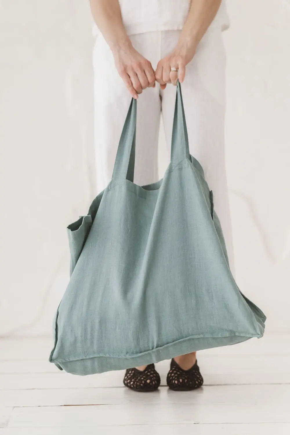 Leinen Strandtasche – Einkaufstasche