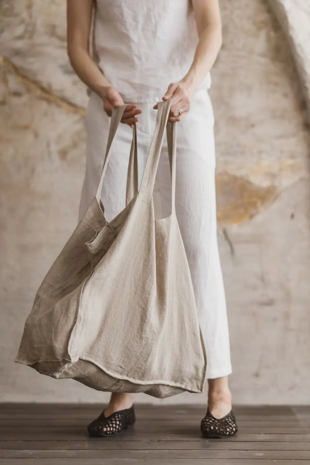 Leichte Leinen-Strandtasche – Weiche Tragetasche