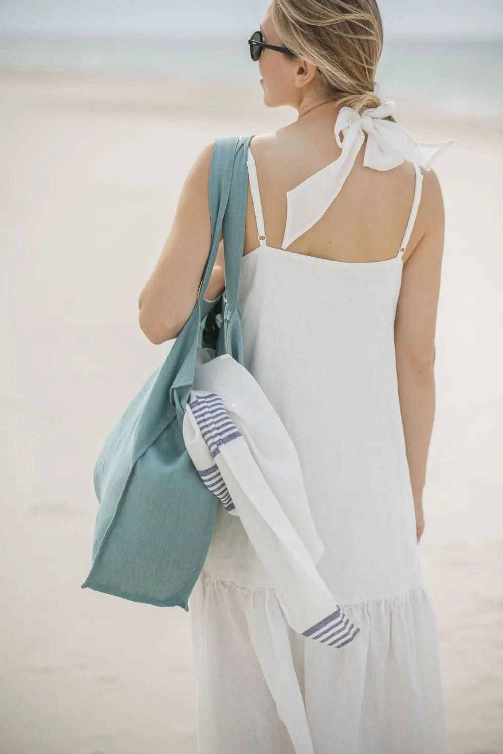 Leinen Strandtasche – Einkaufstasche