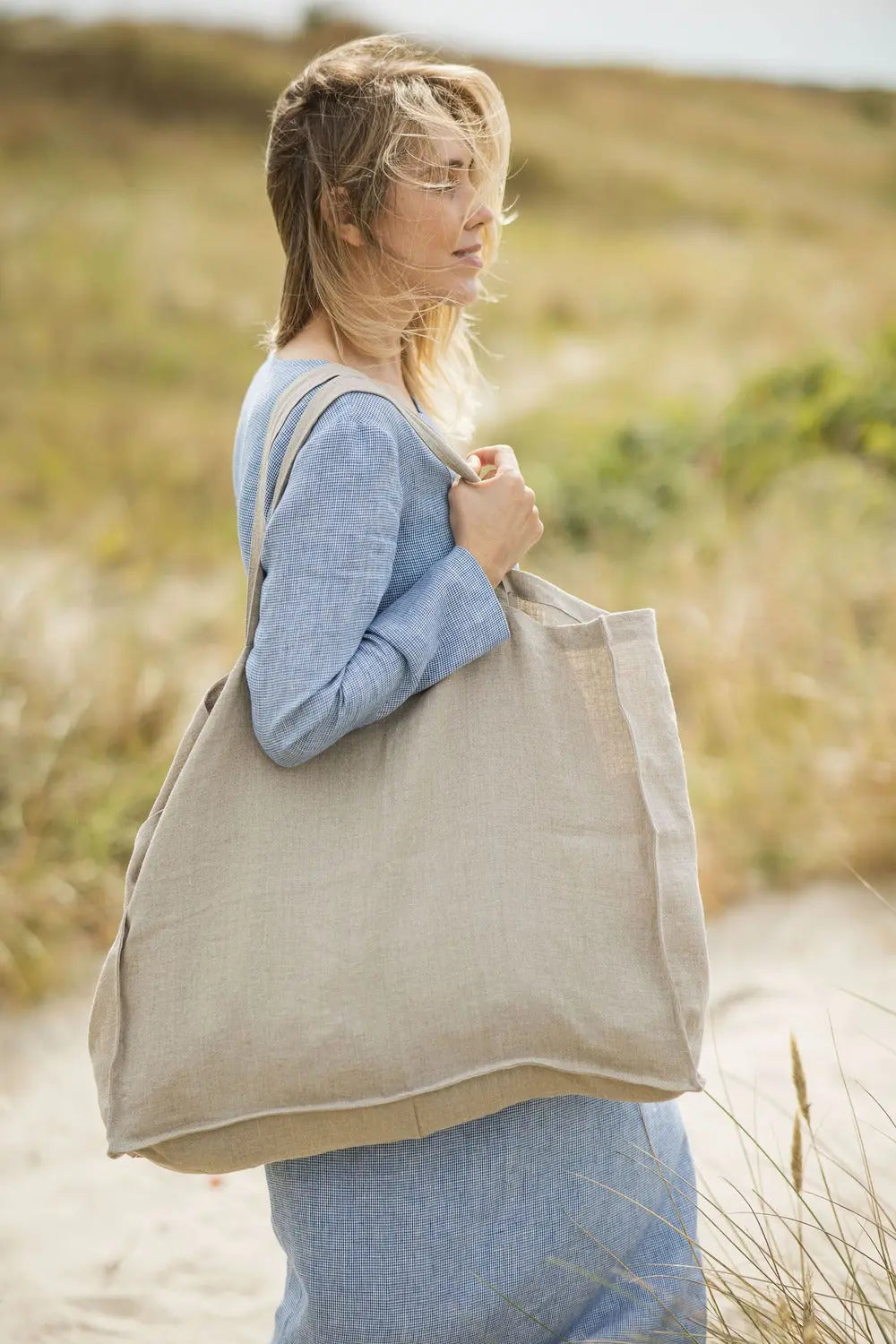 Leichte Leinen-Strandtasche – Weiche Tragetasche