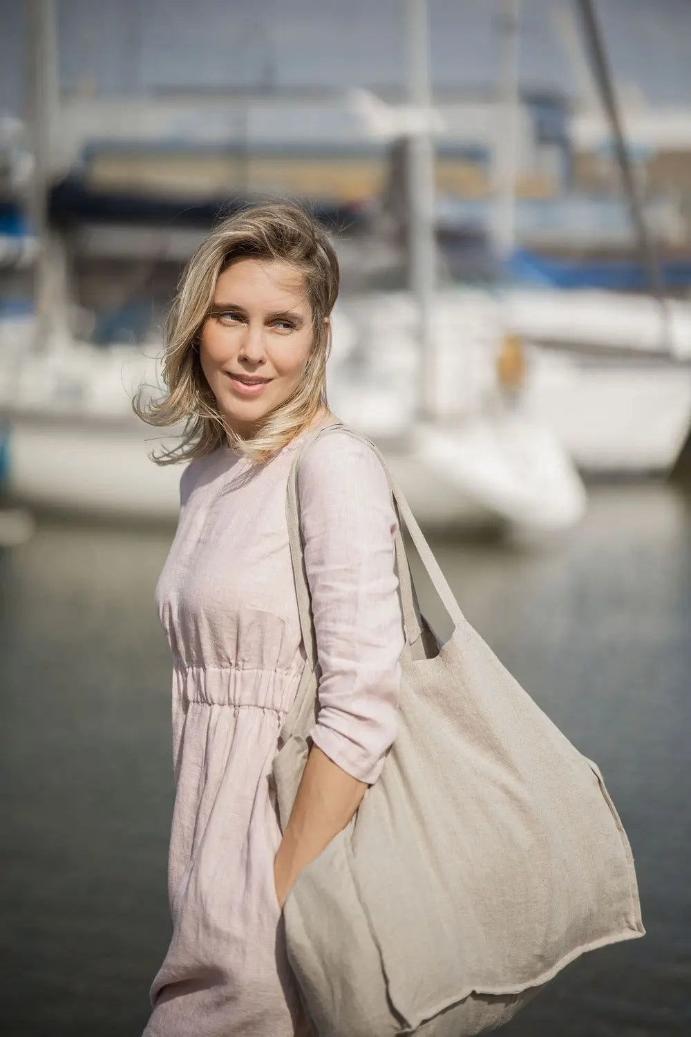 Leichte Leinen-Strandtasche – Weiche Tragetasche