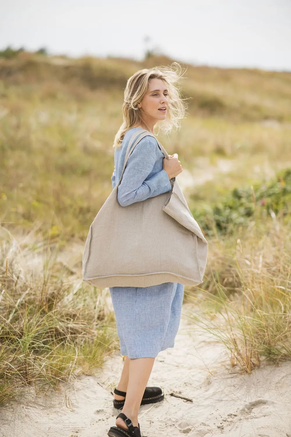 Leichte Leinen-Strandtasche – Weiche Tragetasche