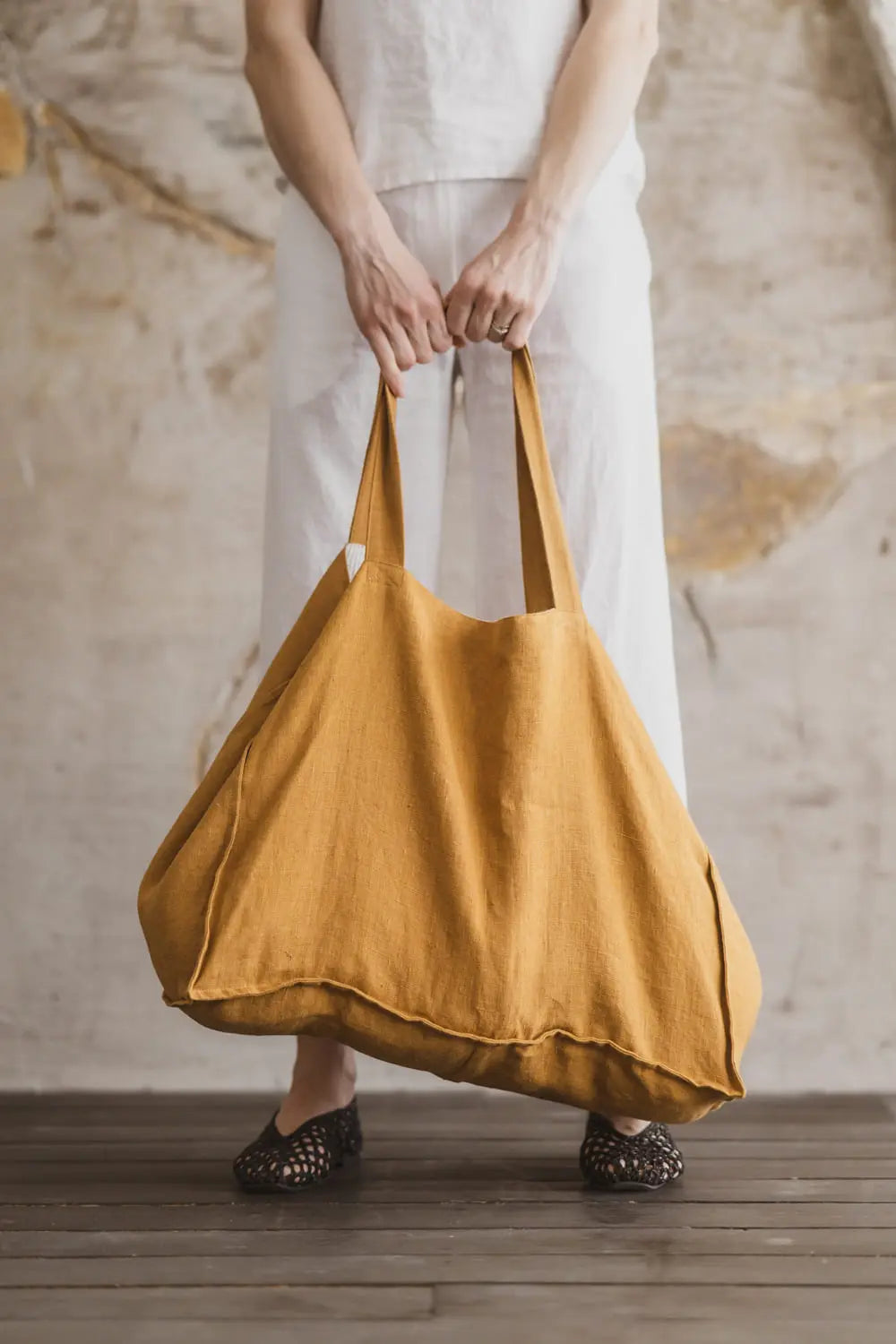 Senfgelbe Leinentragetasche – Das Golden Hour Carryall