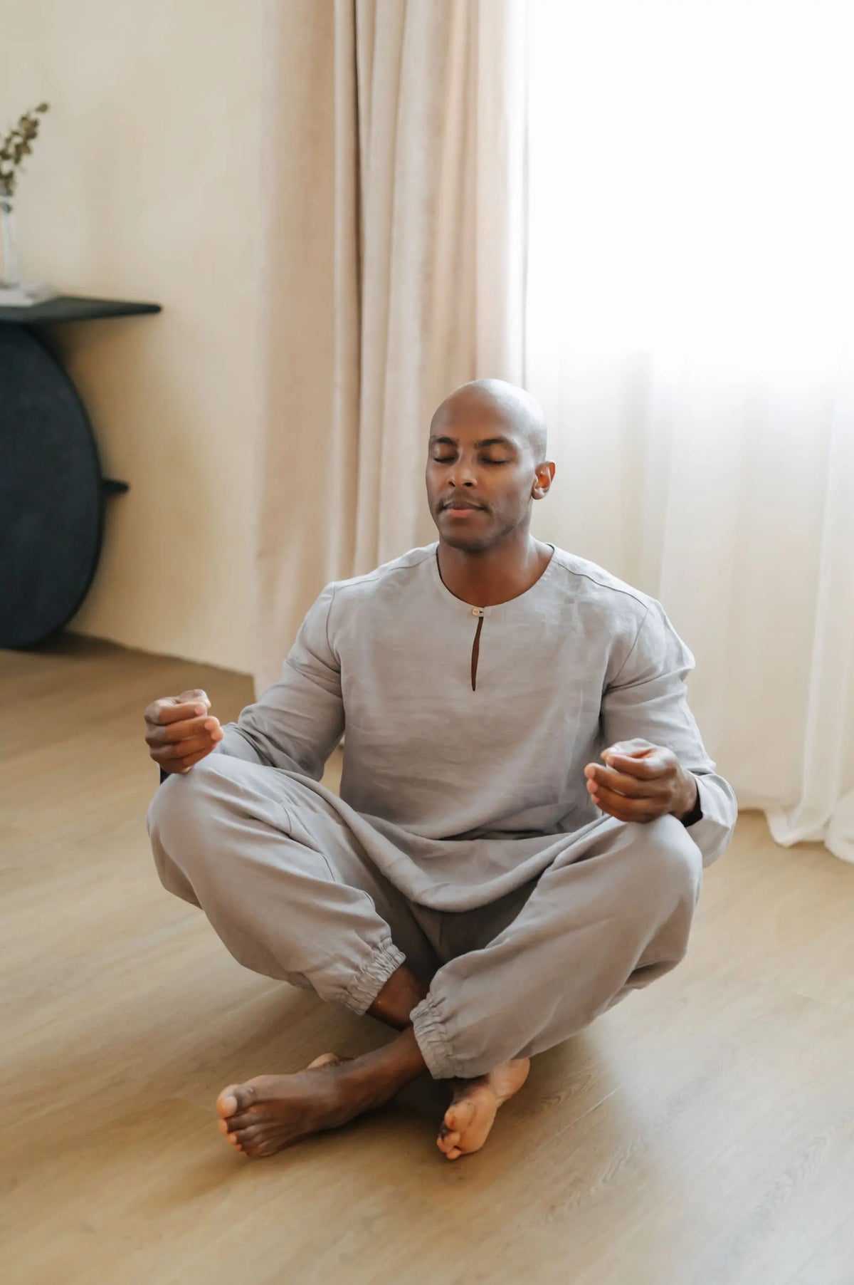 Leinen-Yogahose – Pumphose mit Kordelzug in der Taille